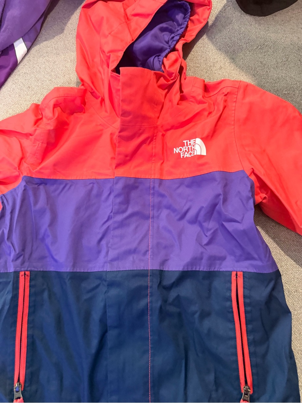 The North Face Kids Colorblock Rain Jacket - Red, Purple & Navy